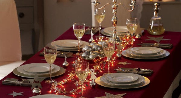 tablecloth  big  table red christmas dinner decorations  table runner decorations silver christmas